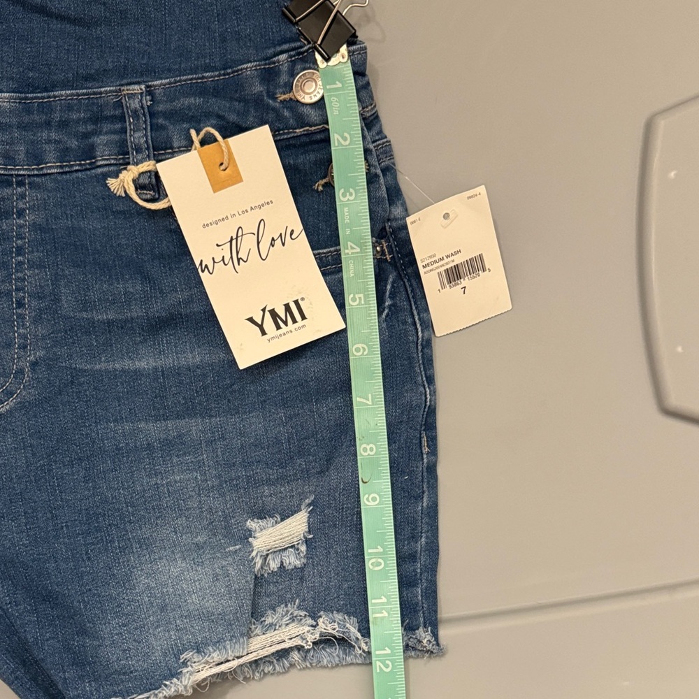 YMI — Blue Denim Overall Cut-Off Shorts - Picture 12 of 12